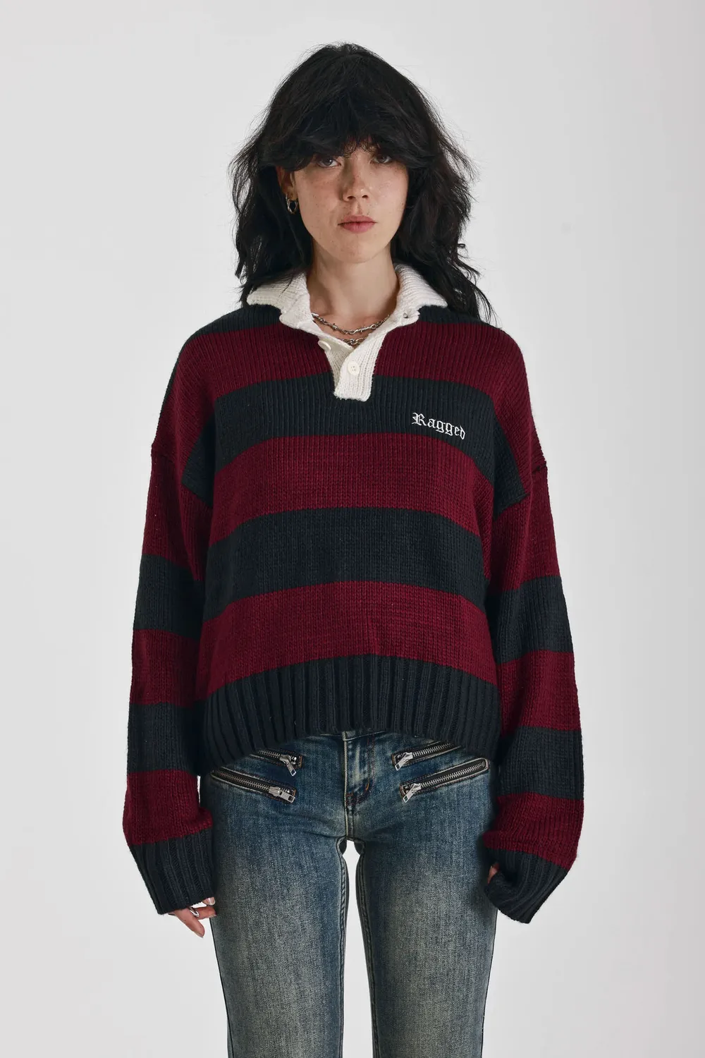 The Ragged Priest Trophy Stripe Skull rugby strik bordeaux
