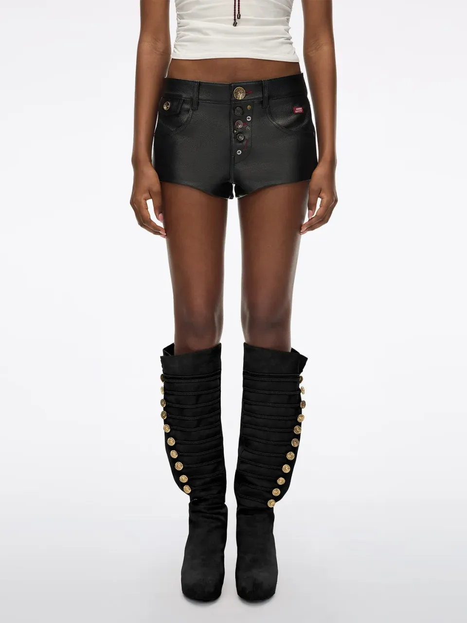 Miss Sixty lædershorts sort ægte skind lige ben