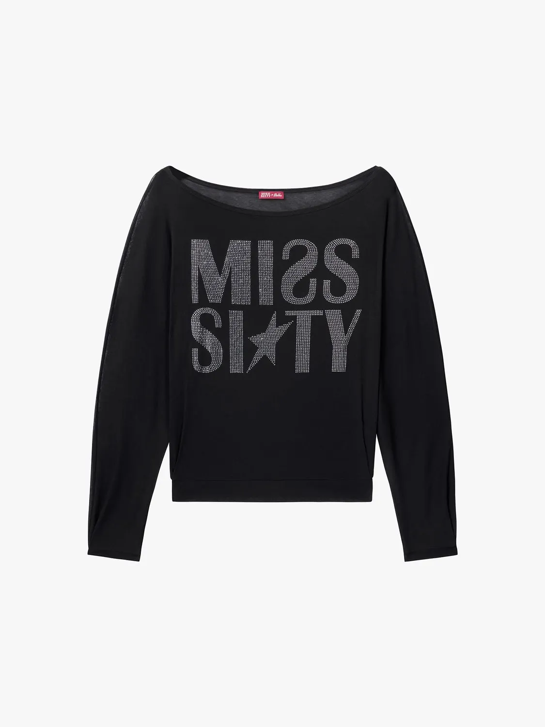 Miss Sixty Off-Shoulder Rhinestone t-shirt sort løs