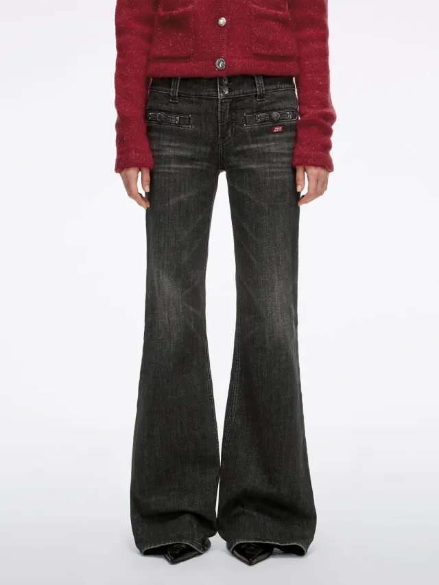 Miss Sixty Double-Button flare jeans black fog stretch