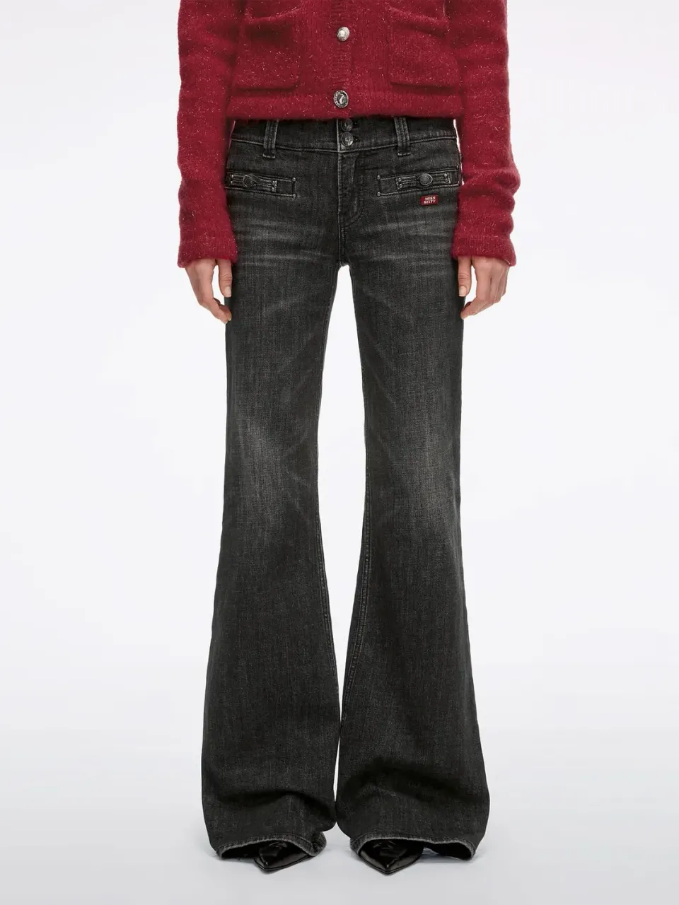 Miss Sixty Double-Button flare jeans black fog stretch