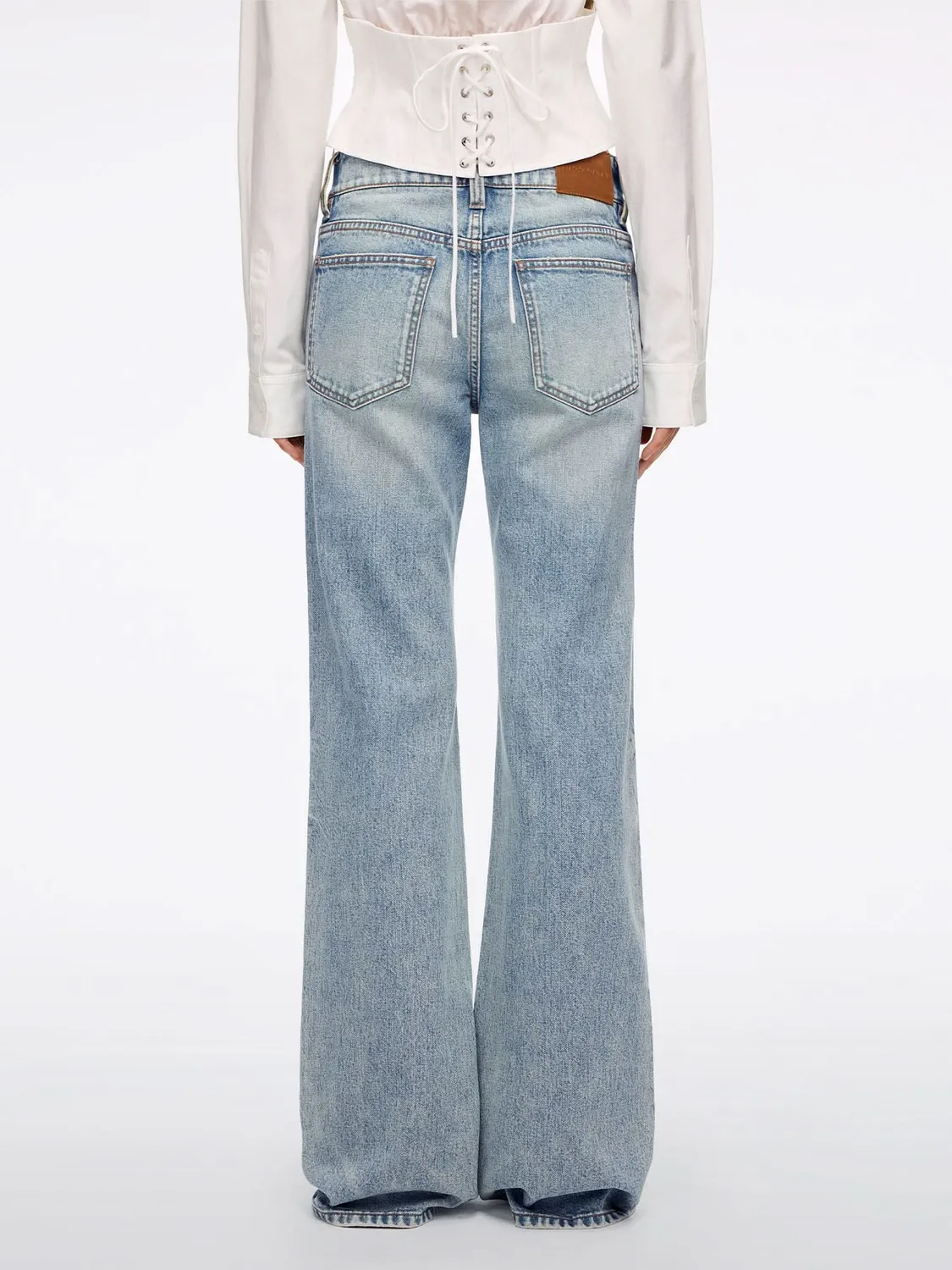 Miss Sixty Rhinestone Flare jeans lyseblå – strassløjfe