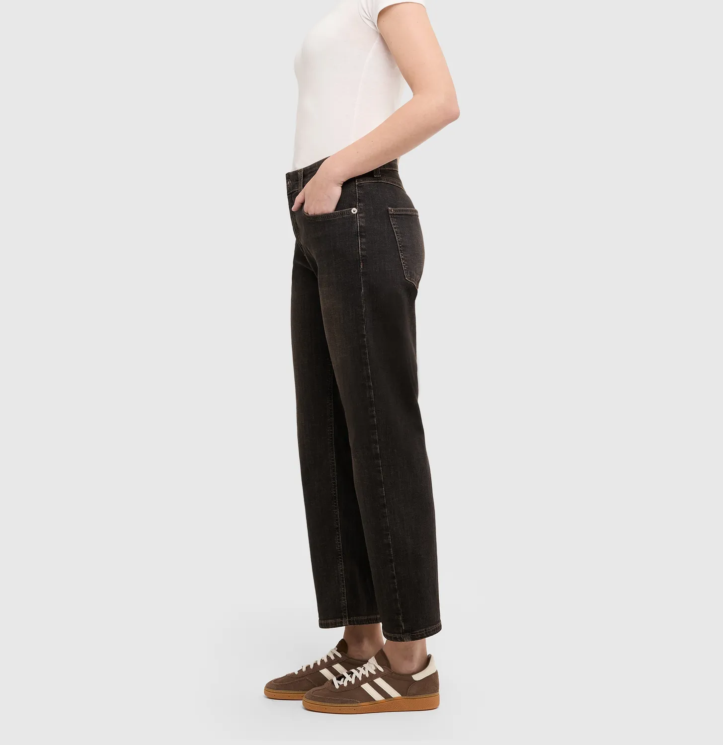MAC Gina Straight jeans dame grå stretch vintage