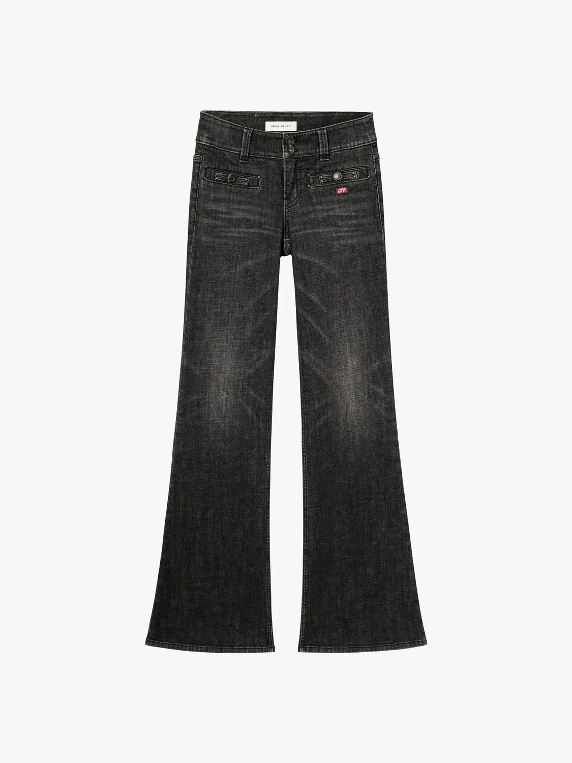 Miss Sixty Double-Button flare jeans black fog stretch