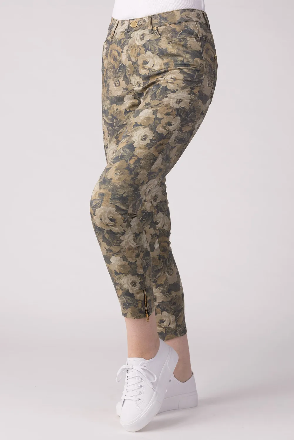 Merrytime 15640-440-40 Super Slim Ankel jeans blomster mørk
