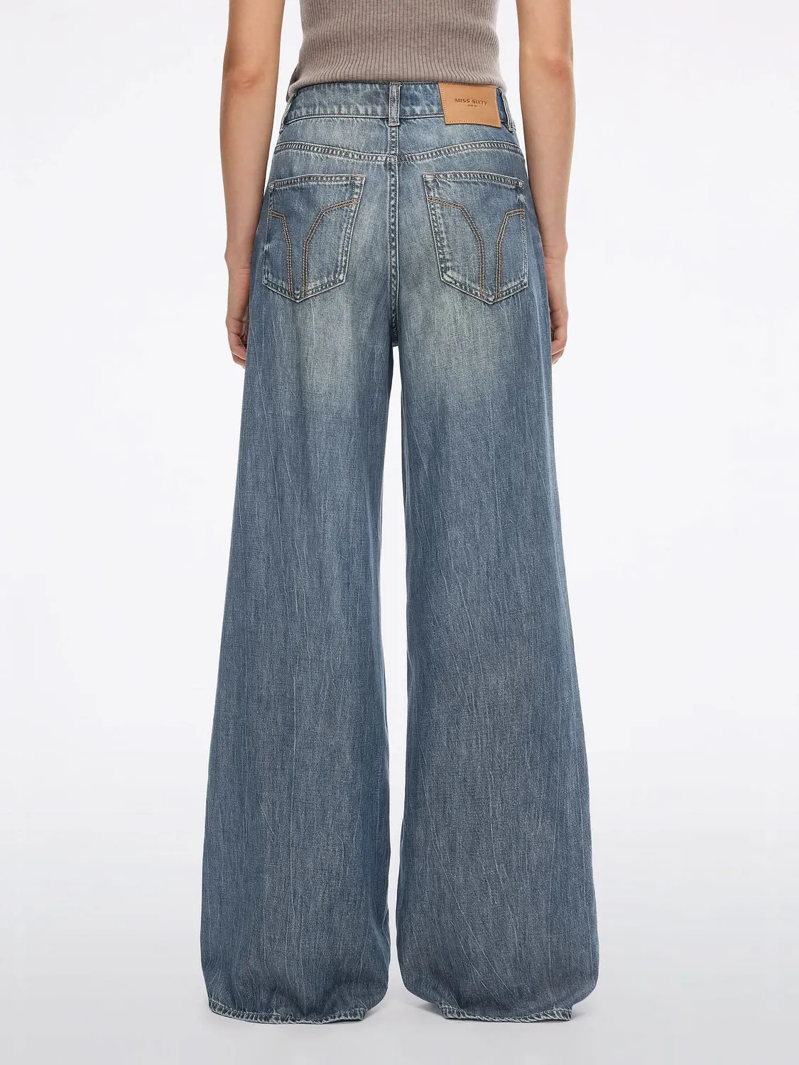 Miss Sixty Wide-Leg jeans grå høj talje