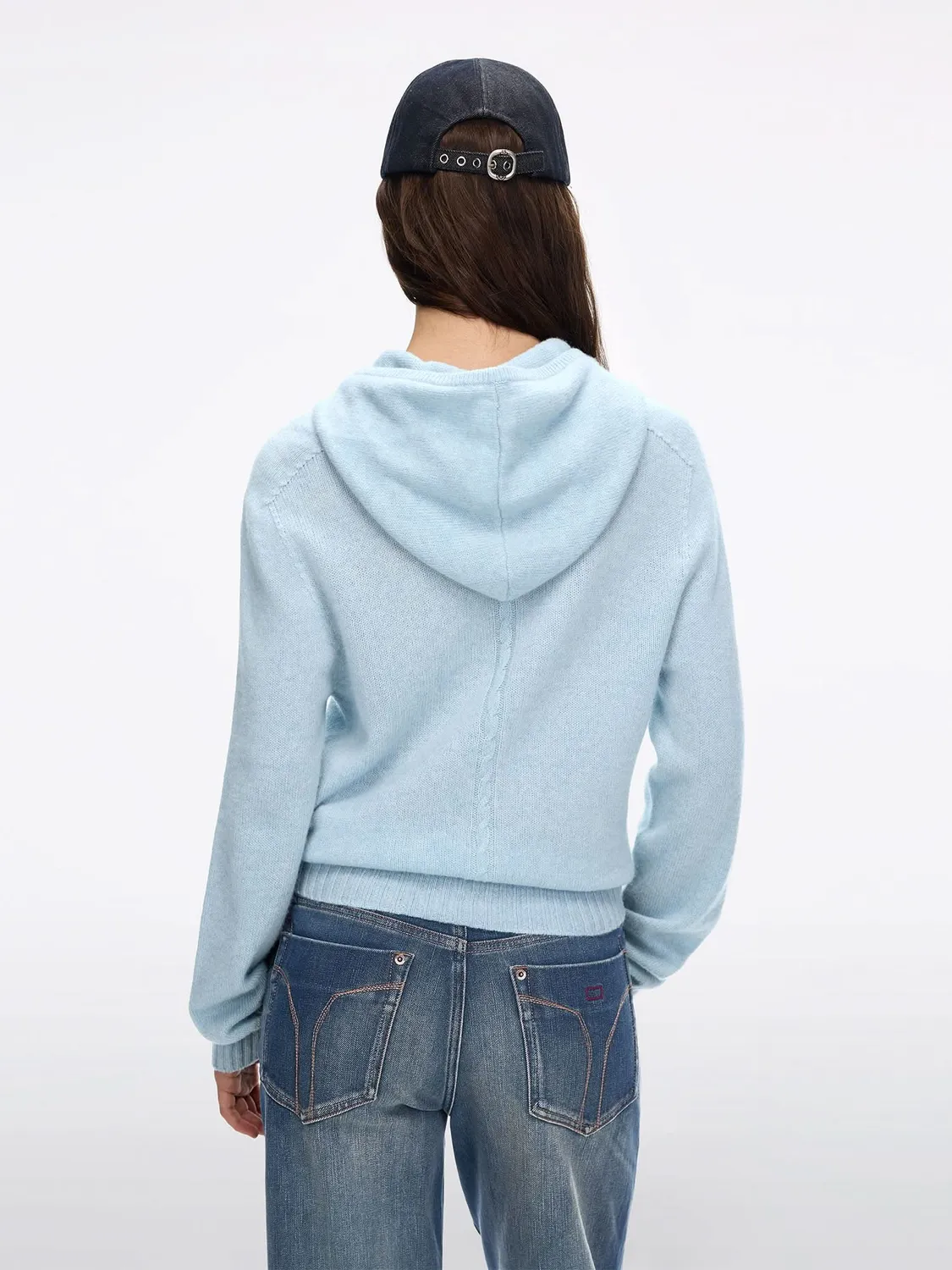 Miss Sixty Hooded Wool Knit Top striktrøje brun merino
