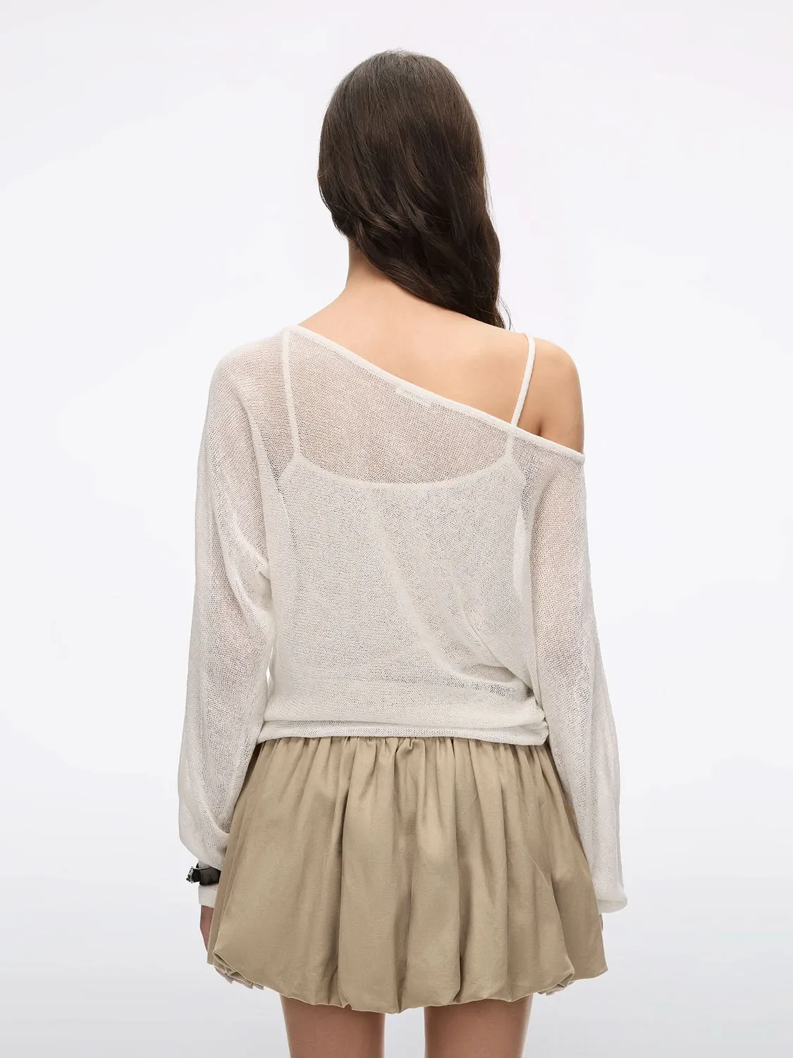 Miss Sixty Layered Logo Knit Top strikbluse offwhite