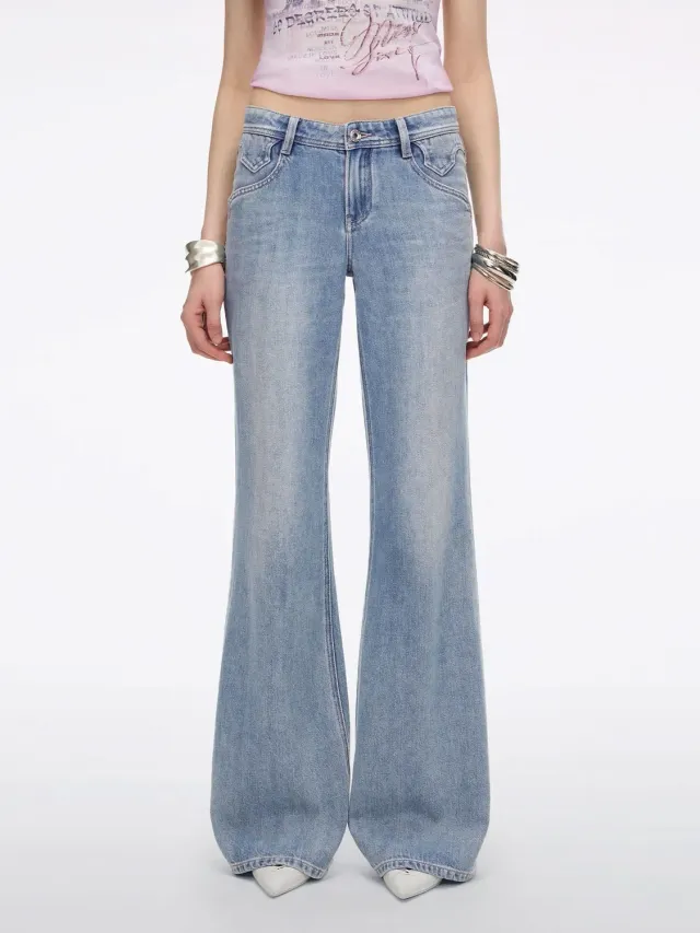 Miss Sixty Bella flare jeans middle blue høj stretch