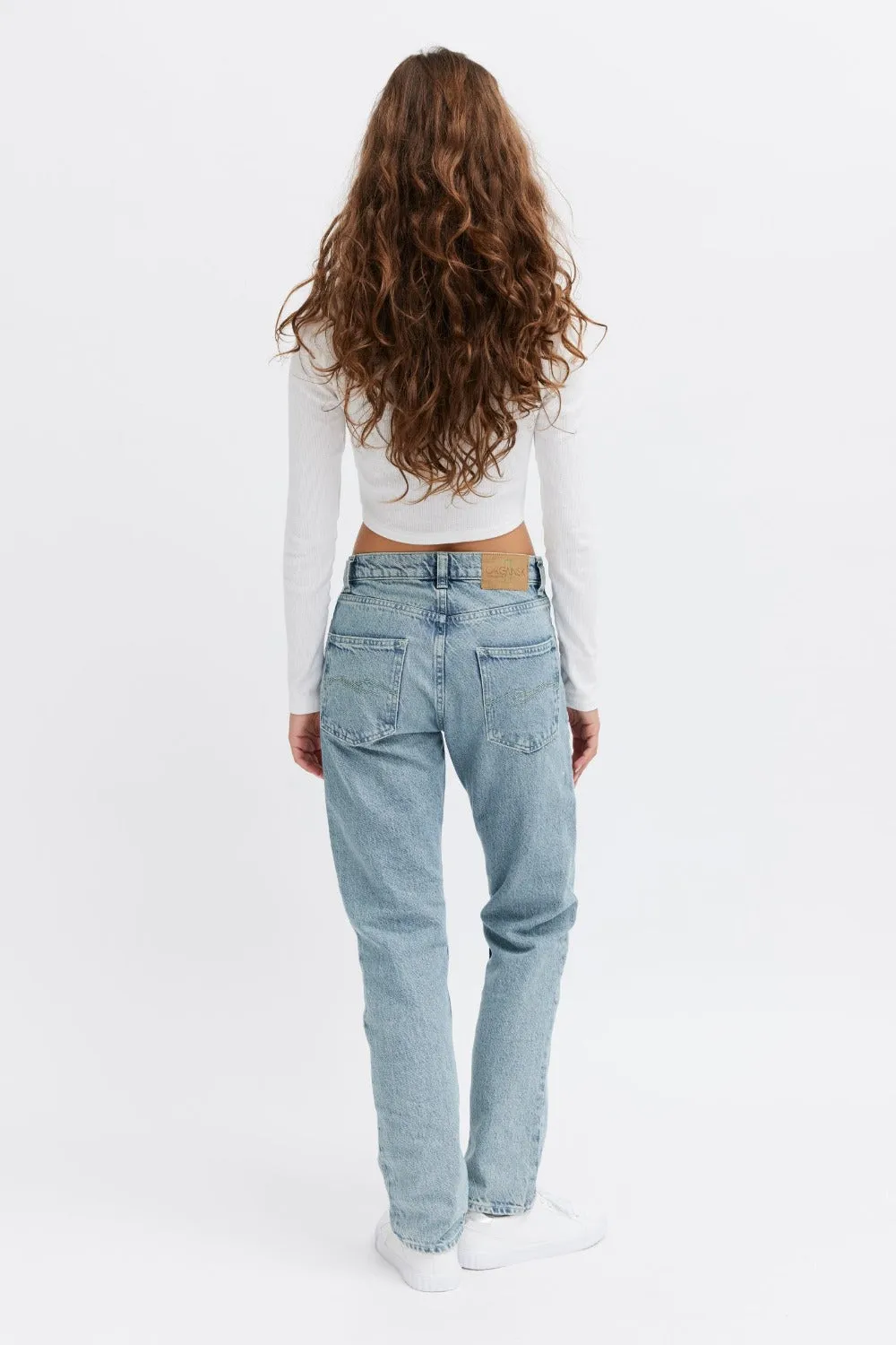 Organsk Aqua Ocean Breeze jeans turkis høj talje