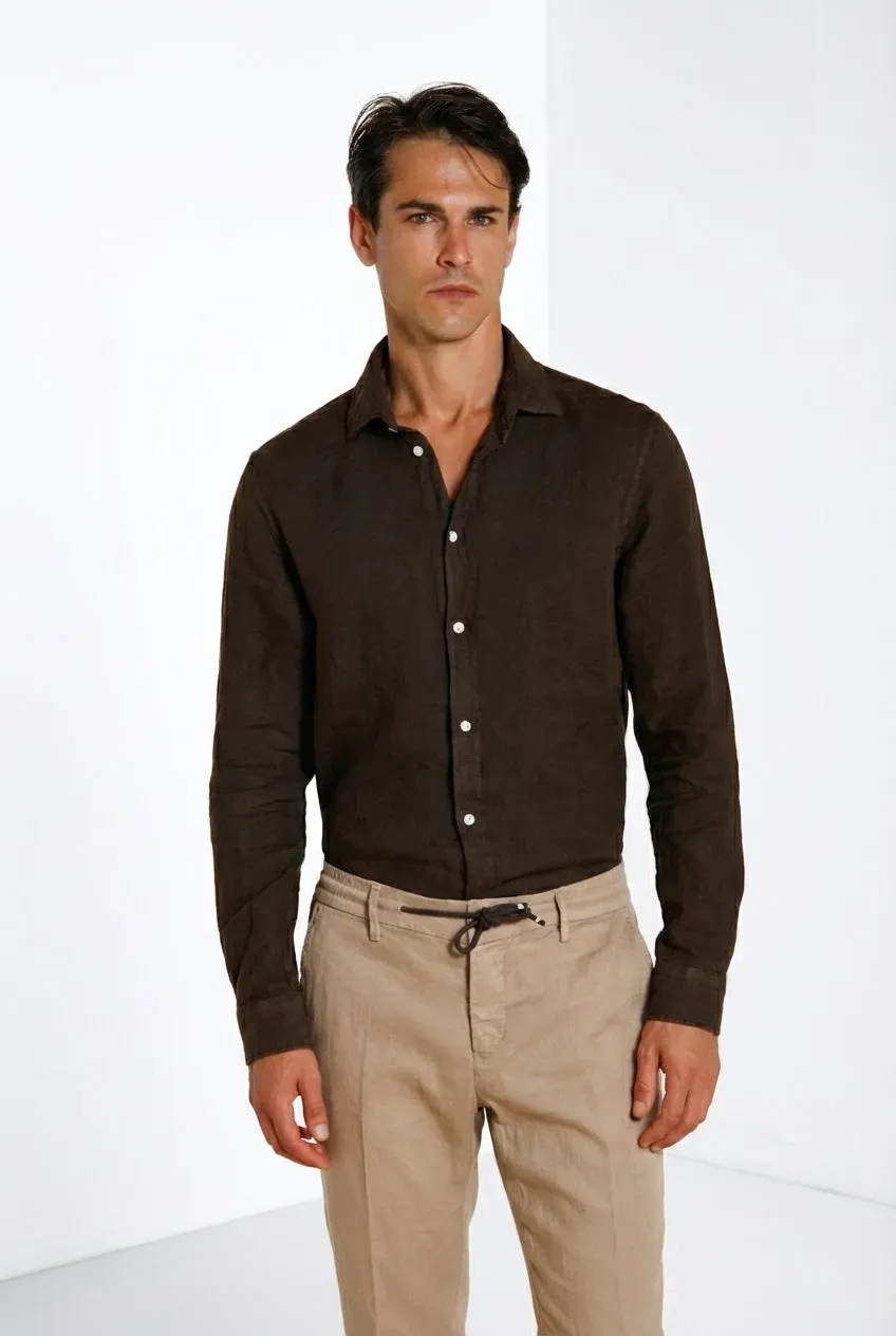 Mason's Torino skjorte brun 100% hør