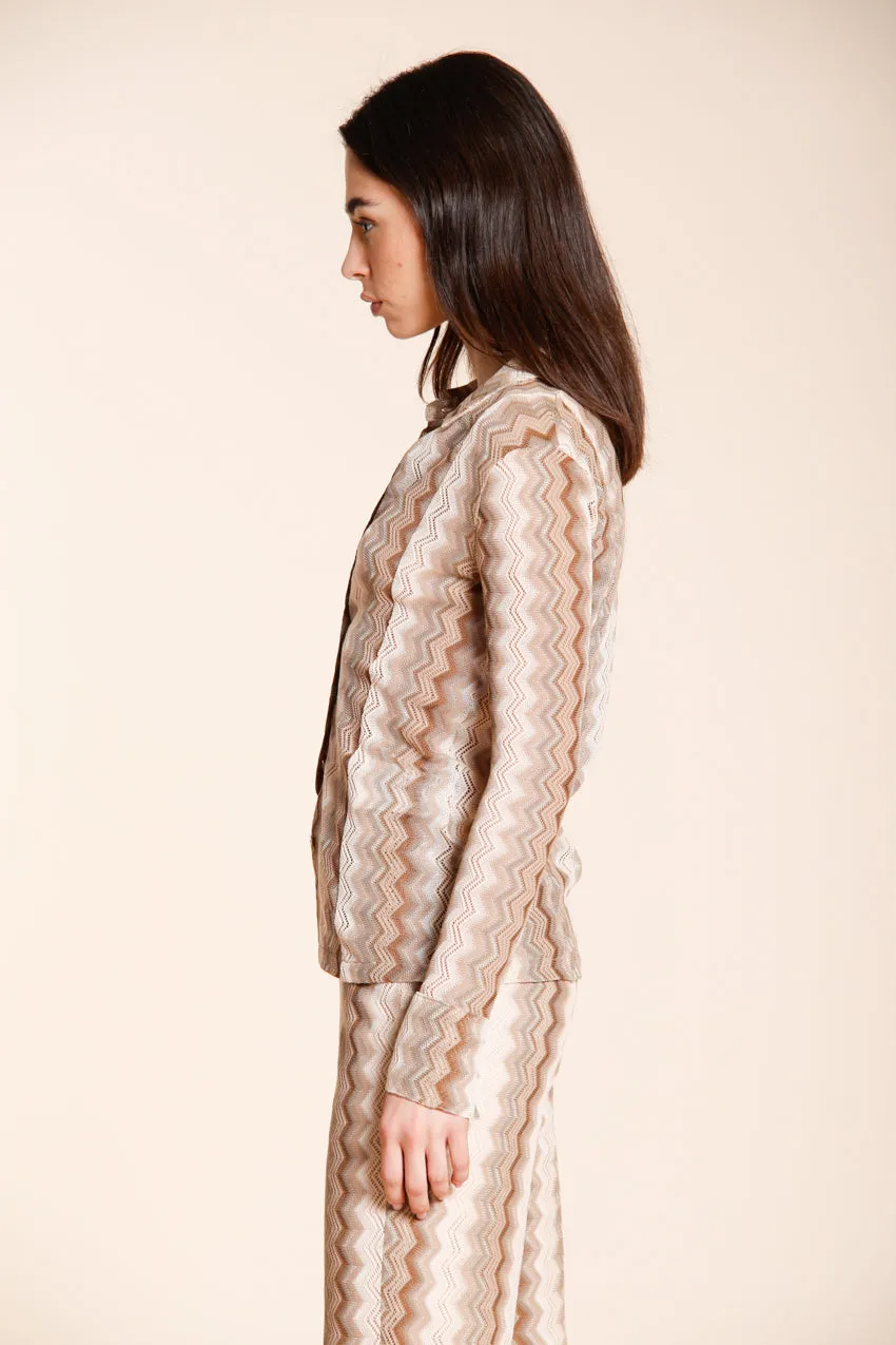Mason's Elaisa dameskjorte lysebeige lurex langærmet