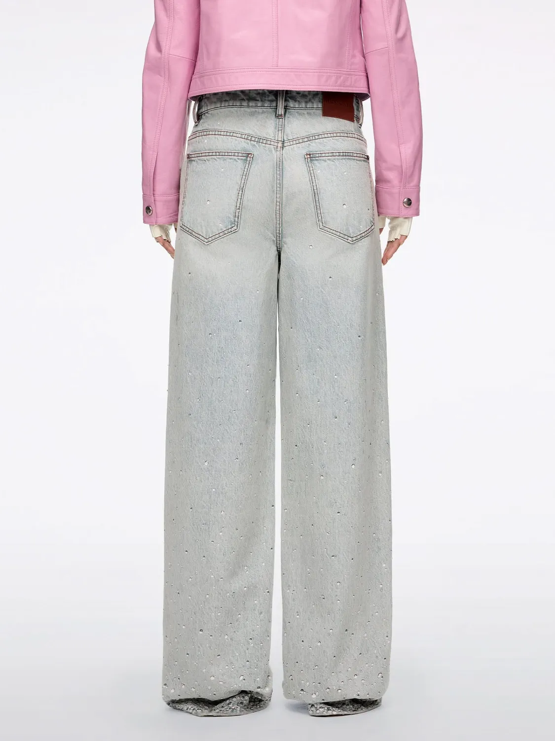 Miss Sixty straight jeans lyseblå med rhinsten
