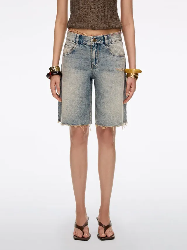 Miss Sixty denim shorts middle blue vintage kæde
