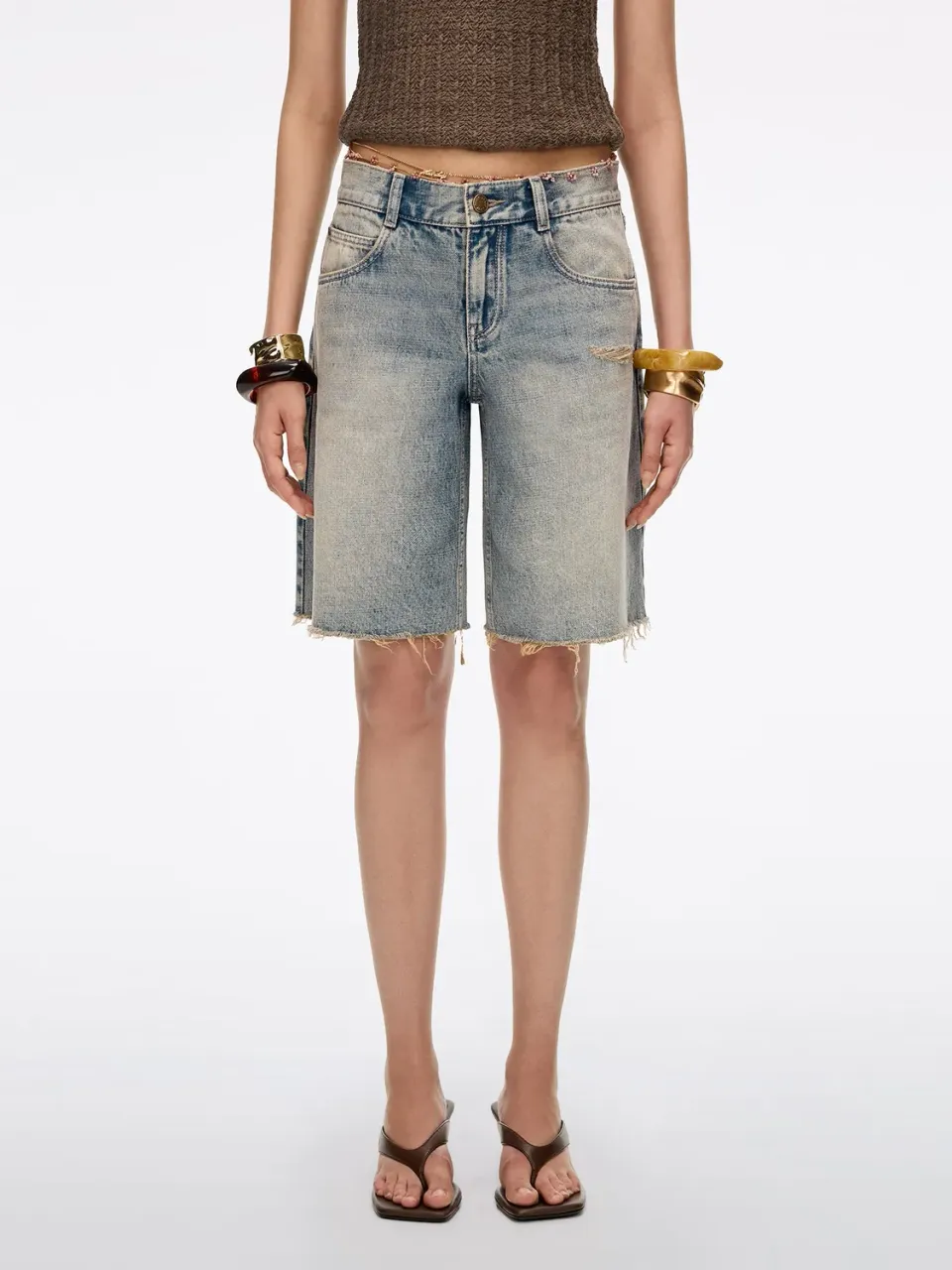 Miss Sixty denim shorts middle blue vintage kæde