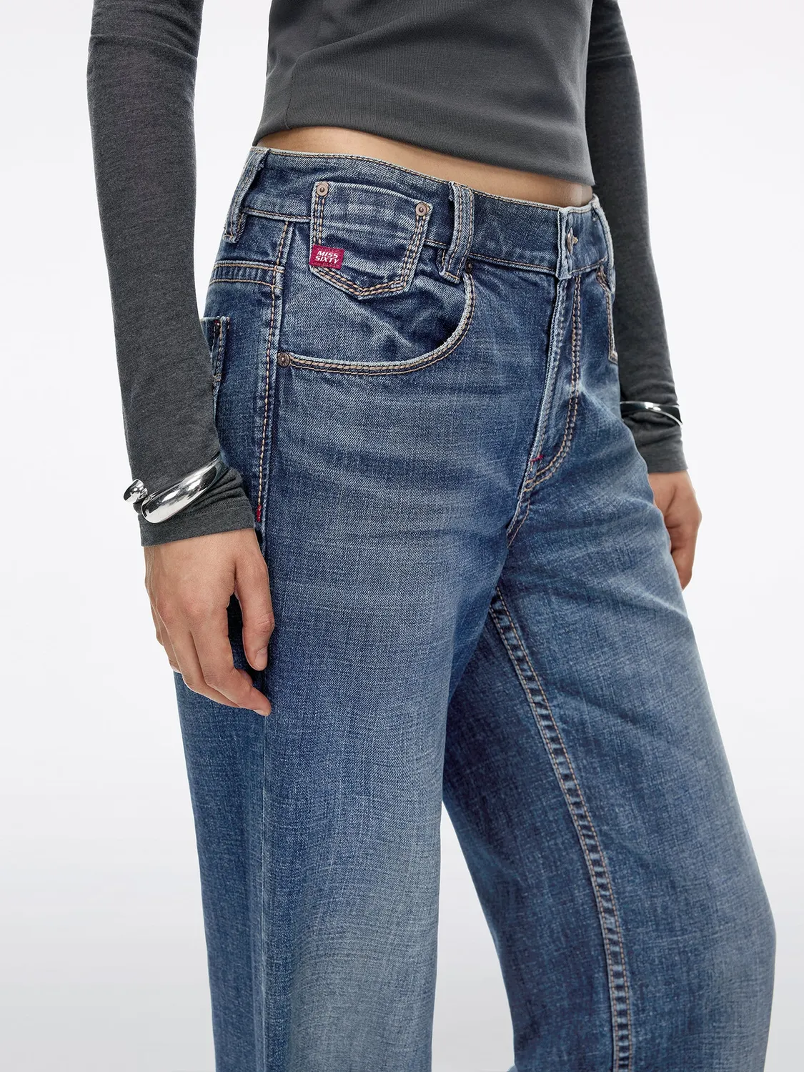 Miss Sixty Montana flare jeans mørkeblå – stretch mellemtalje