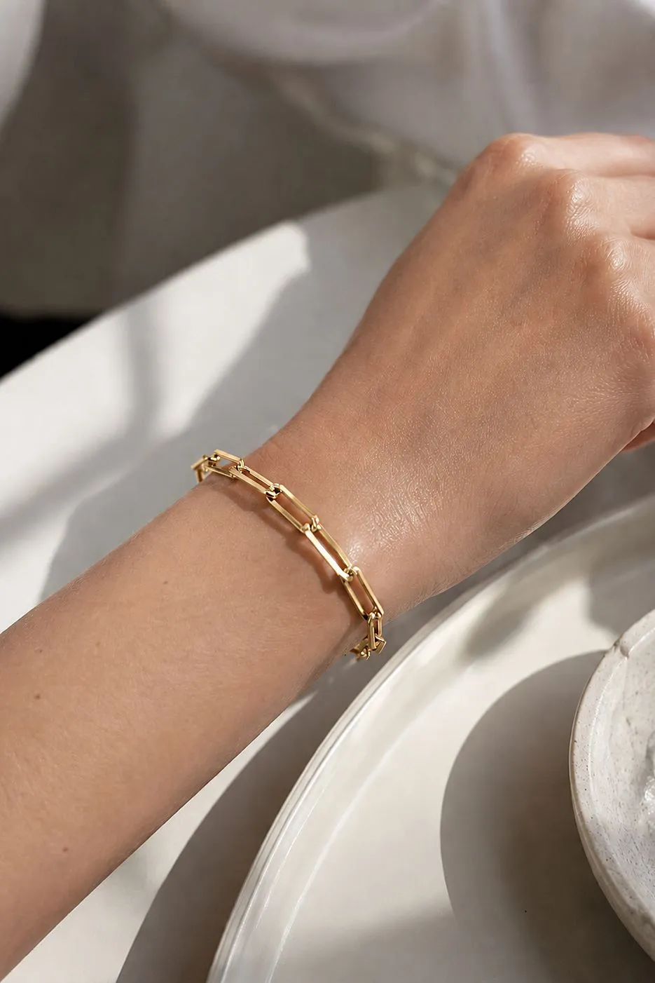 Organsk Paperclip armbånd guld forgyldt sølv