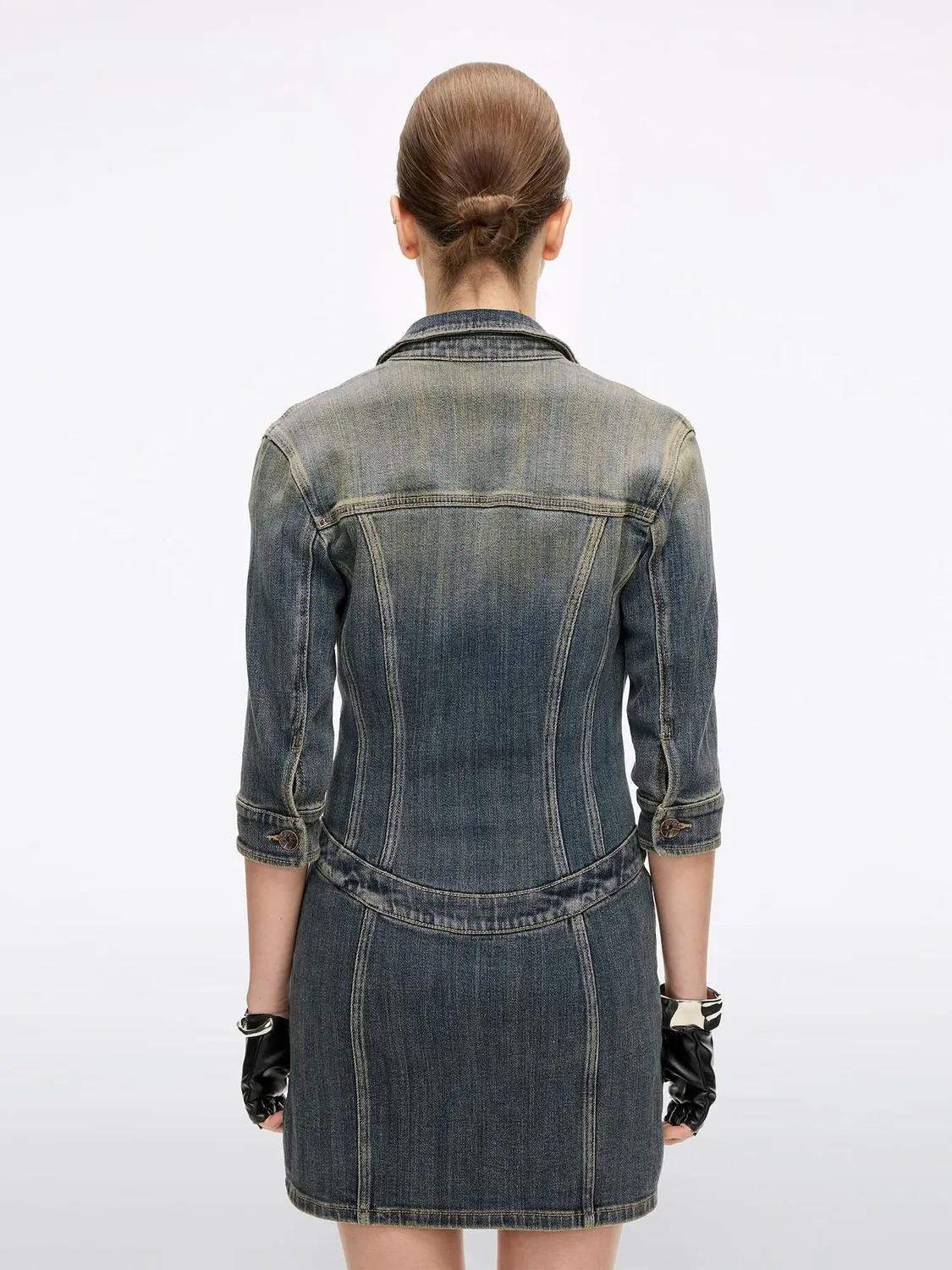 Miss Sixty Button-Front denimkjole vintage dark blue stretch
