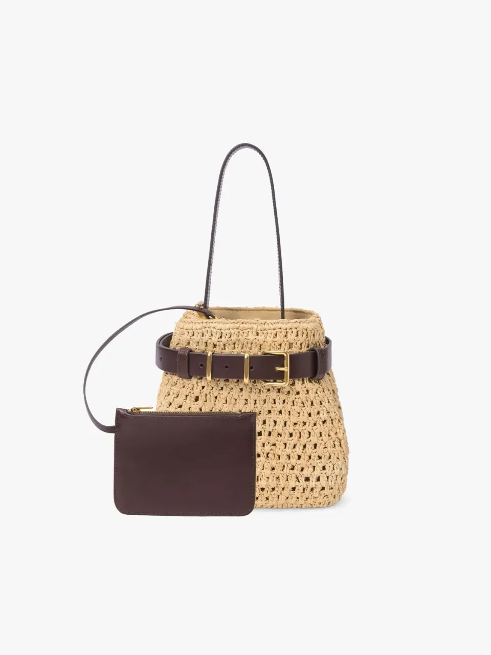 Miss Sixty skuldertaske fossil raffia flet kalveskind