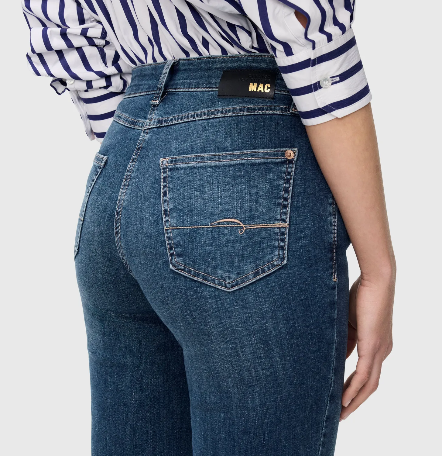 MAC Melanie 5040 straight jeans mellemblå stretch
