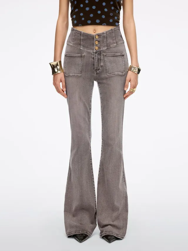 Miss Sixty Glenda Plus 5 flare jeans brun høj talje