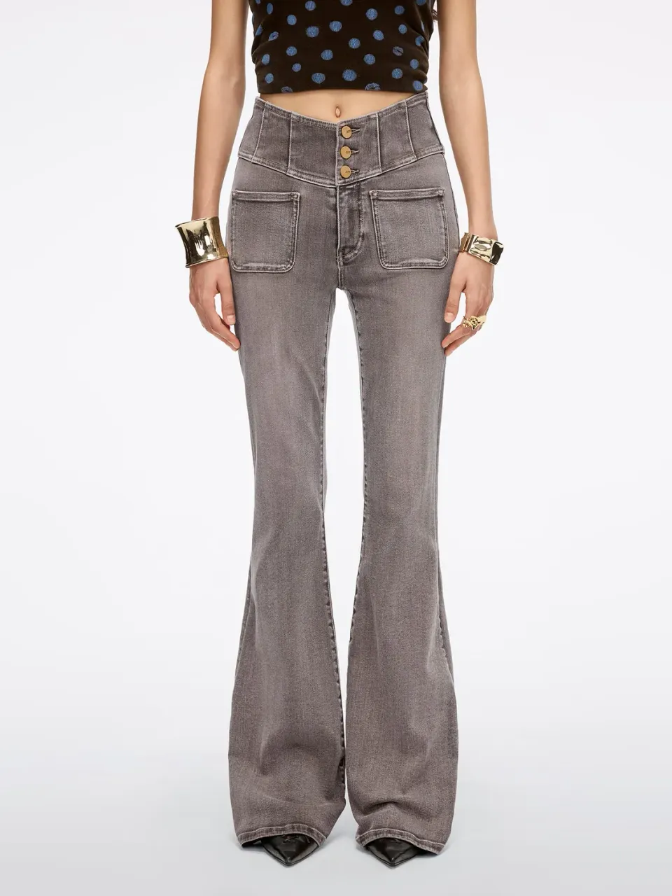 Miss Sixty Glenda Plus 5 flare jeans brun høj talje