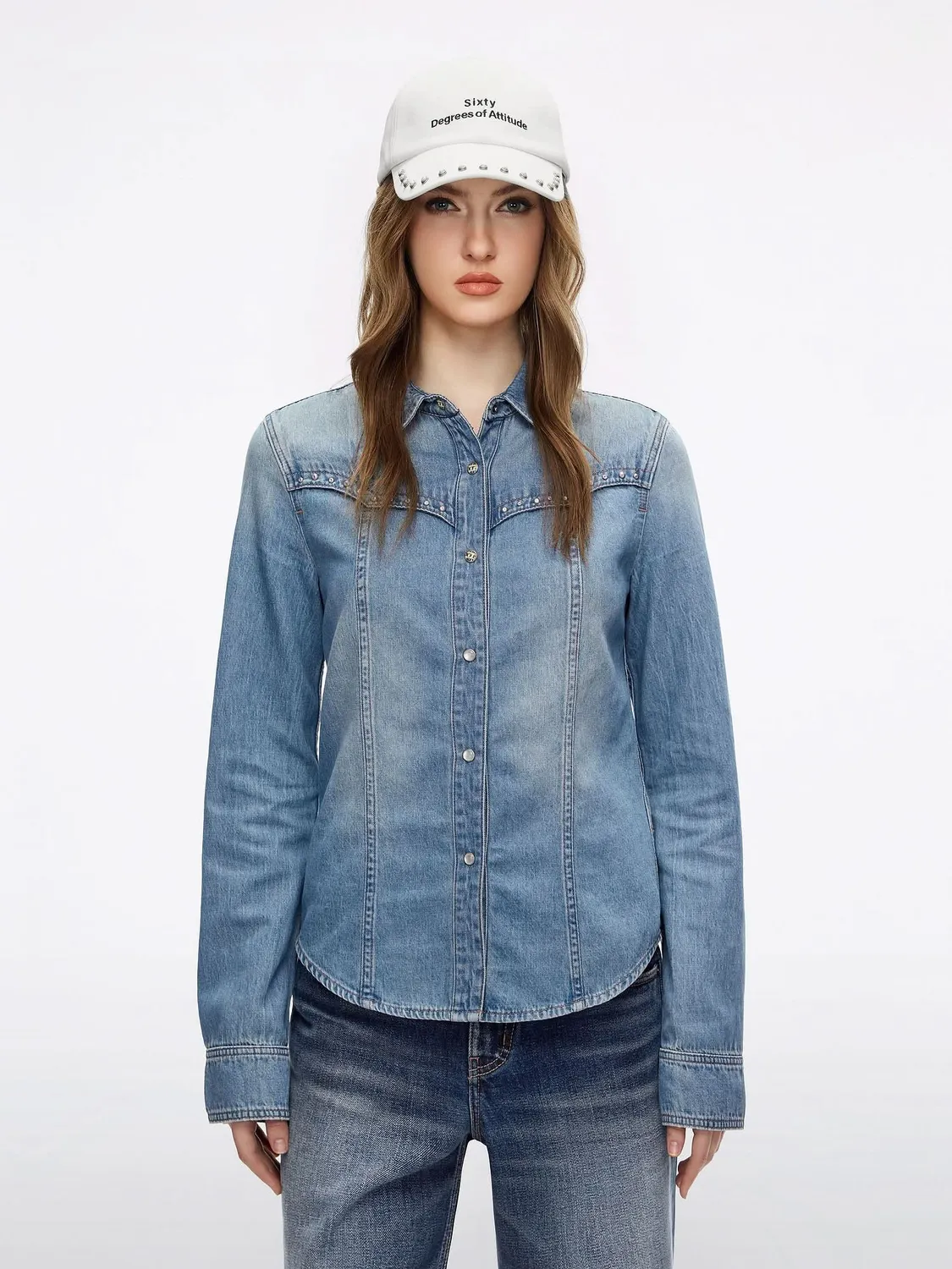 Miss Sixty Studded denimskjorte mørkeblå med nitter