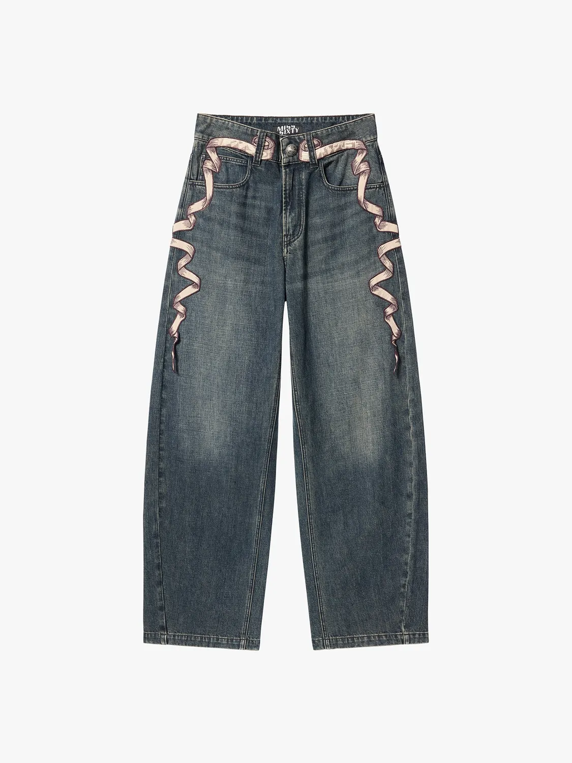 Miss Sixty Embroidered Wide-Leg jeans mørkeblå 100% bomuld