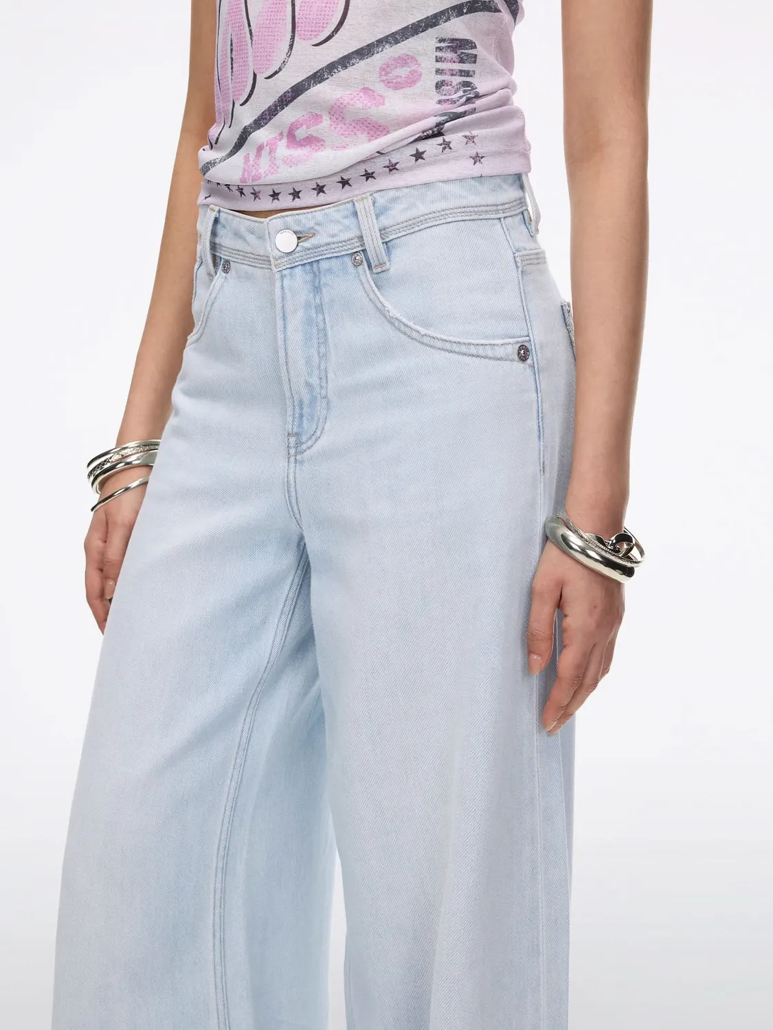 Miss Sixty Jasmine wide leg jeans medium light blue stretch