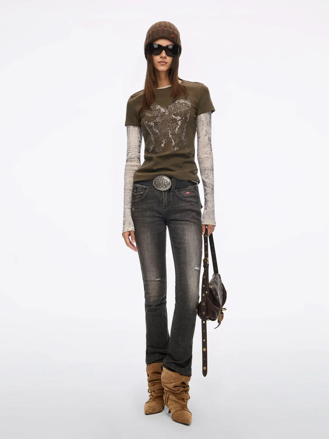 Miss Sixty Butterfly uld t-shirt brown sommerfugl