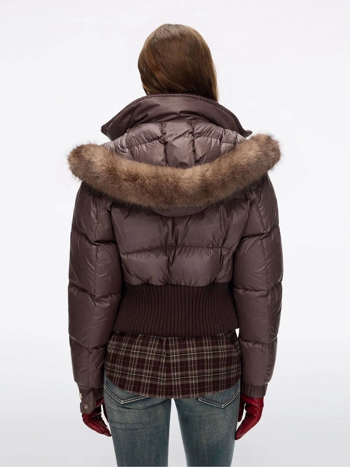 Miss Sixty Faux Fur Dunjakke mørkerød 90% dun
