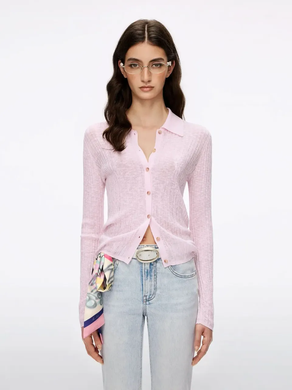 Miss Sixty 6M2RJ08100 strikcardigan baby pink broderet