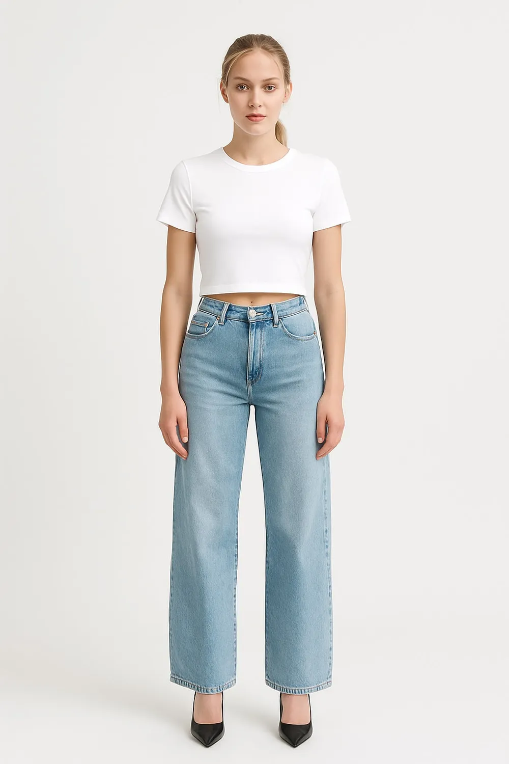 Organsk Organic Crop Top t-shirt hvid bomuld XS-XL