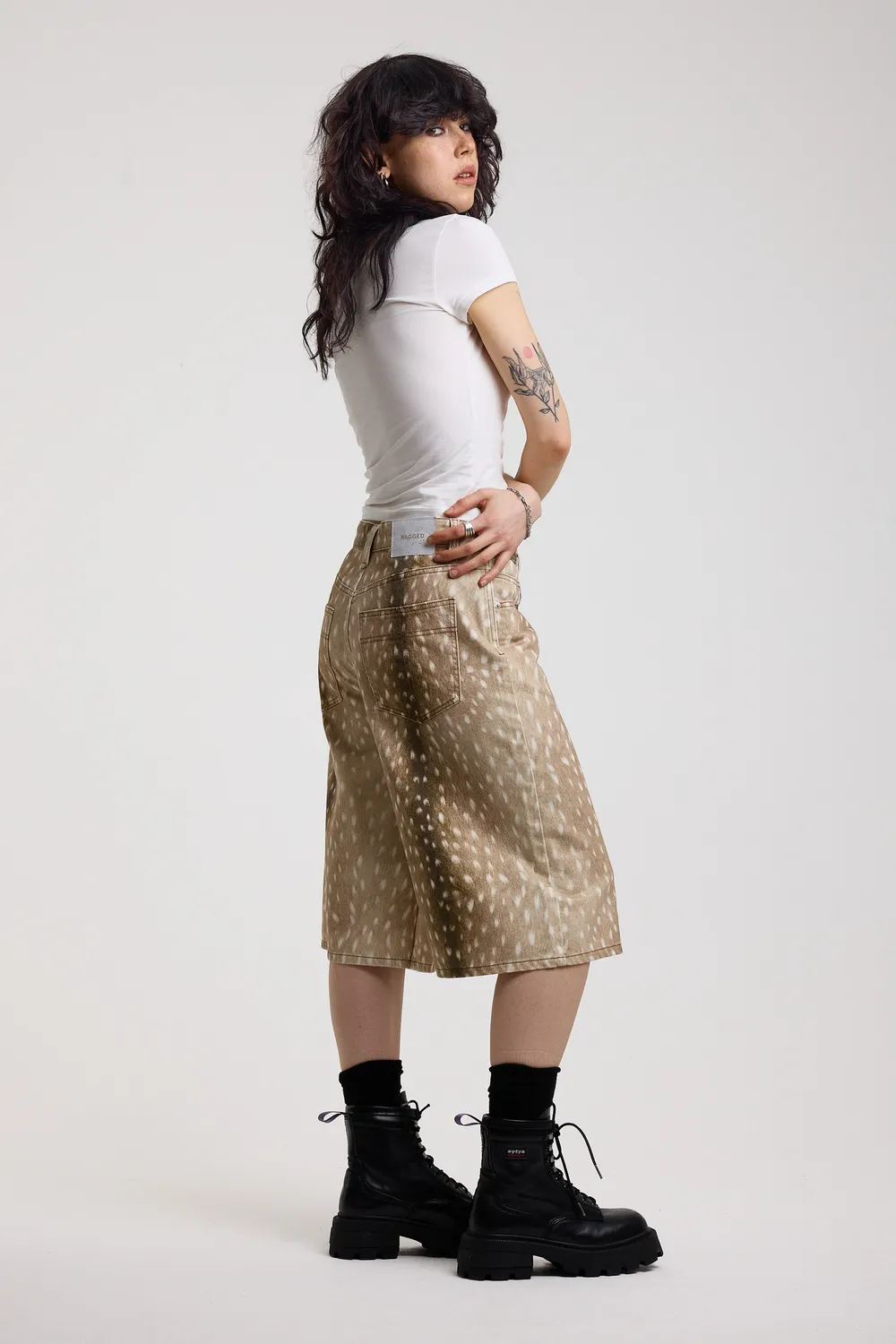 The Ragged Priest Doe denim shorts knælange med print