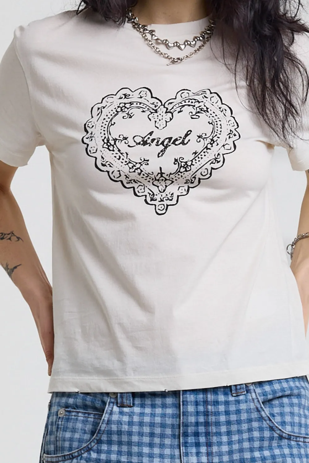 The Ragged Priest Angel Heart Graphic Baby T-shirt offwhite