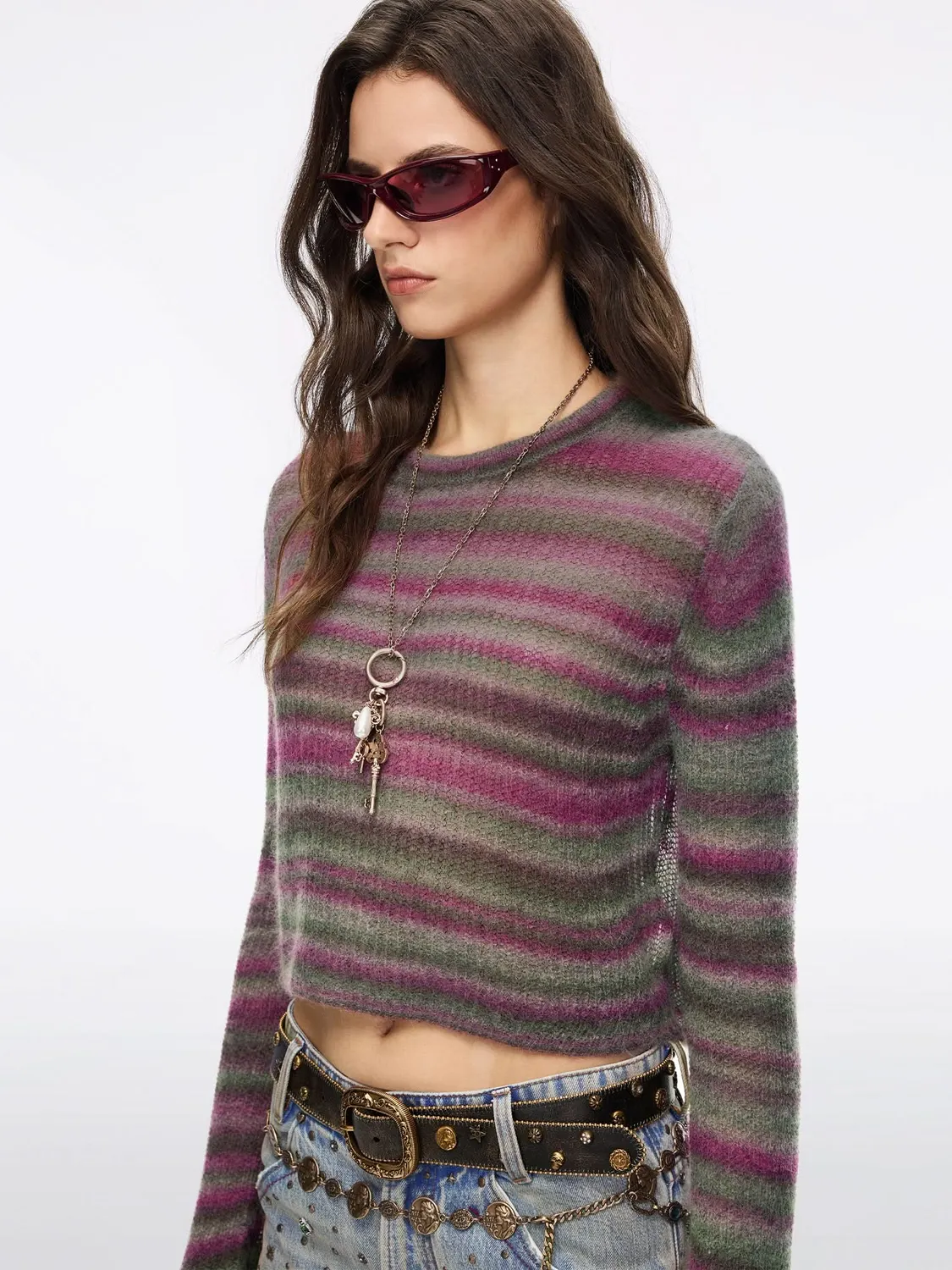 Miss Sixty Contrast Striped strik khaki alpakauld XS-L