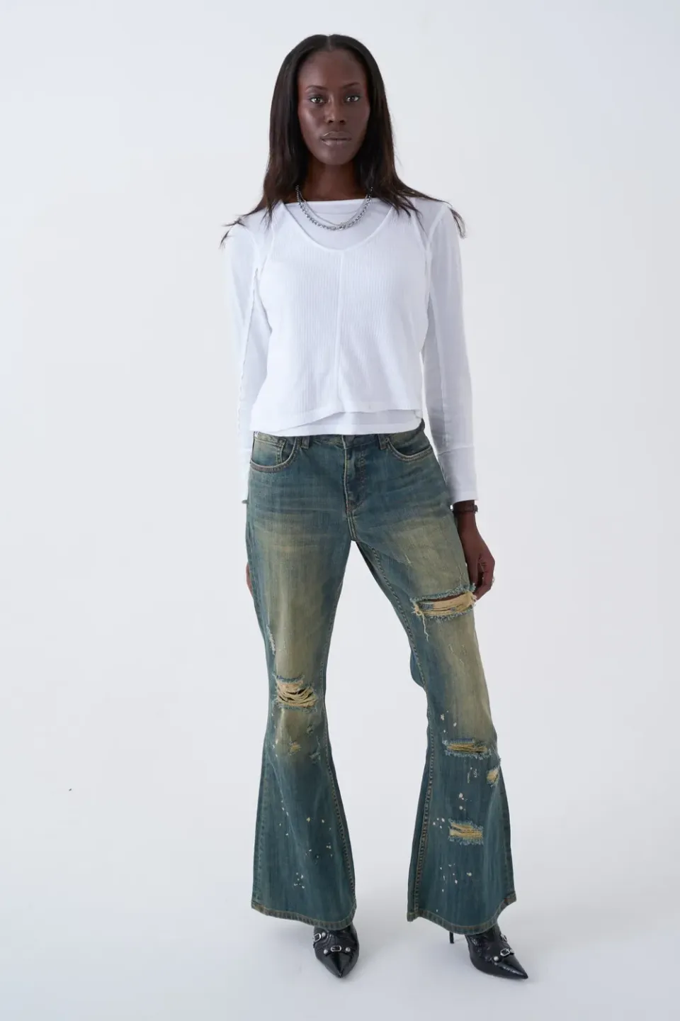 The Ragged Priest Alexa Distressed Bootcut Jeans blå