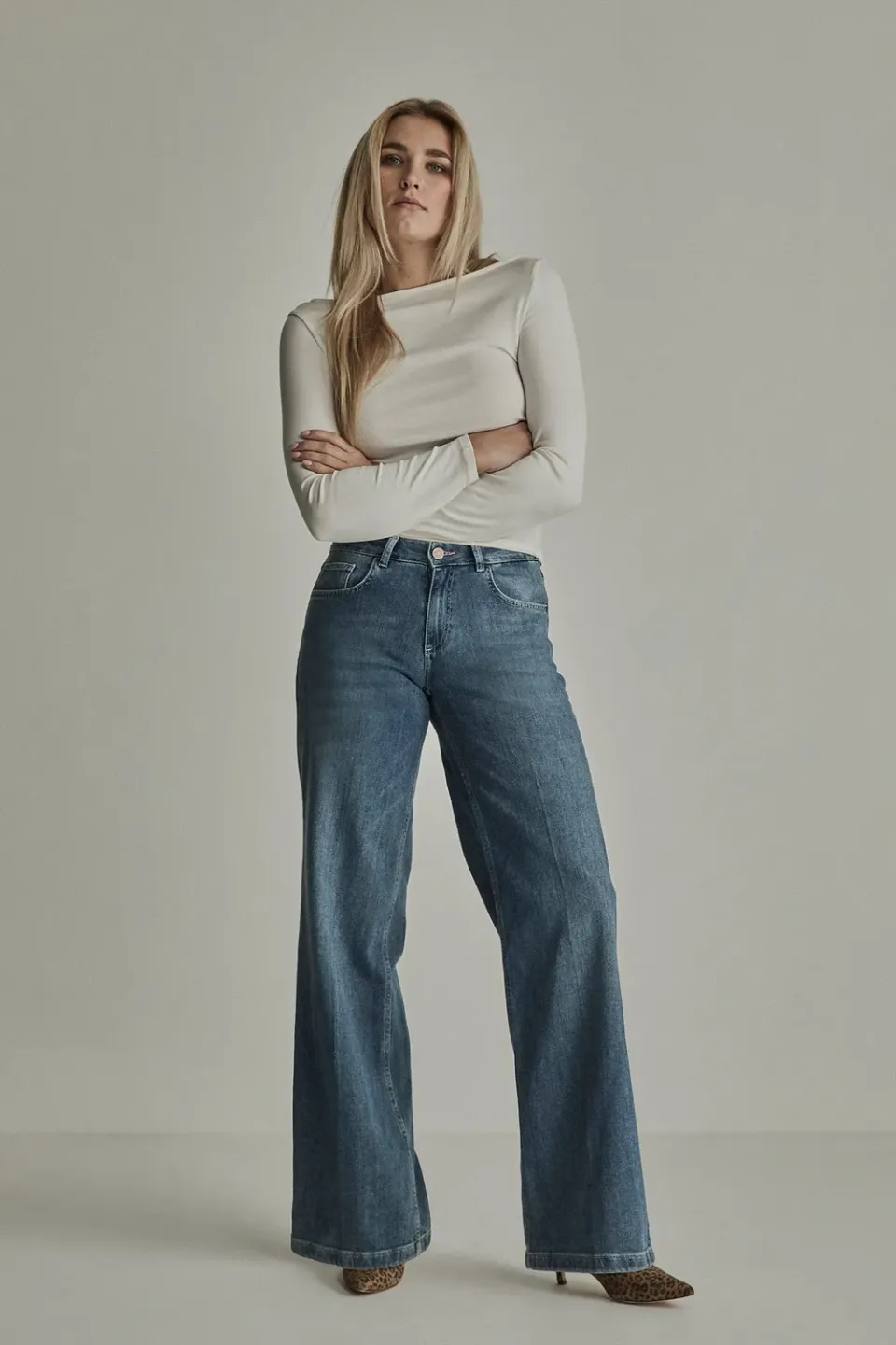 Para Mi Mira jeans Used Air Blue vid høj talje