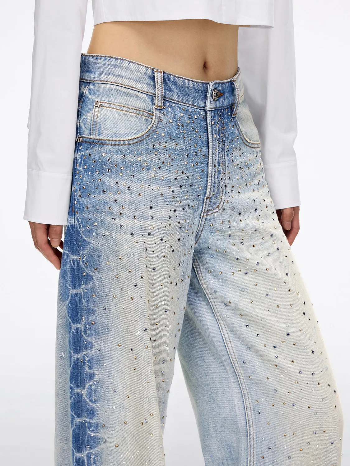 Miss Sixty Atelier Rhinestone Wavy Straight jeans retroblå