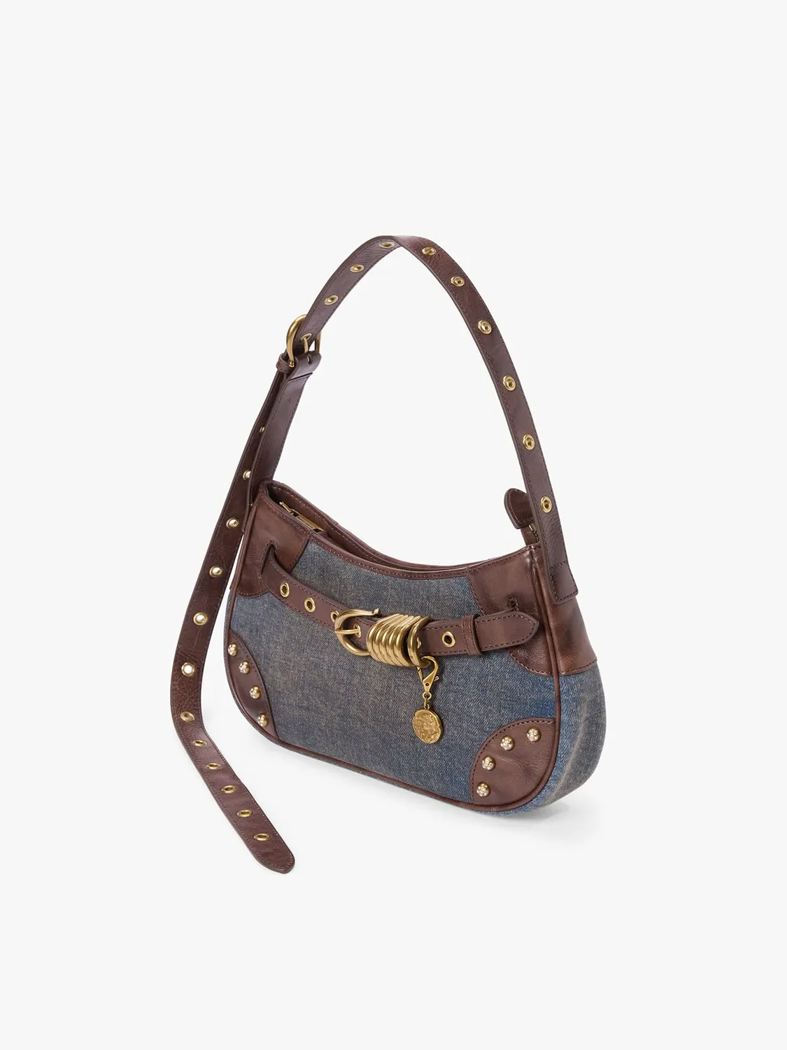 Miss Sixty skuldertaske blå denim læder patchwork