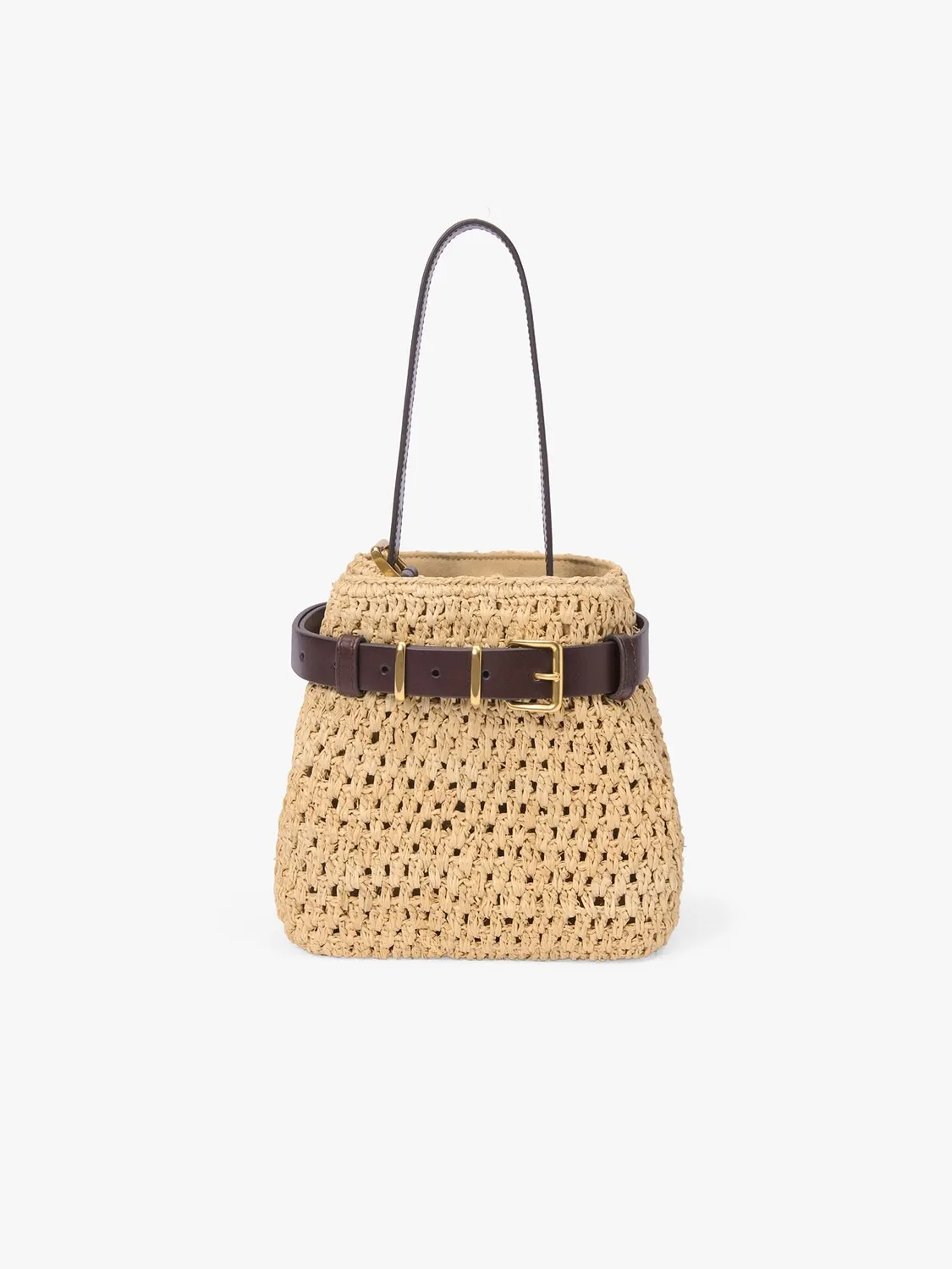 Miss Sixty skuldertaske fossil raffia flet kalveskind