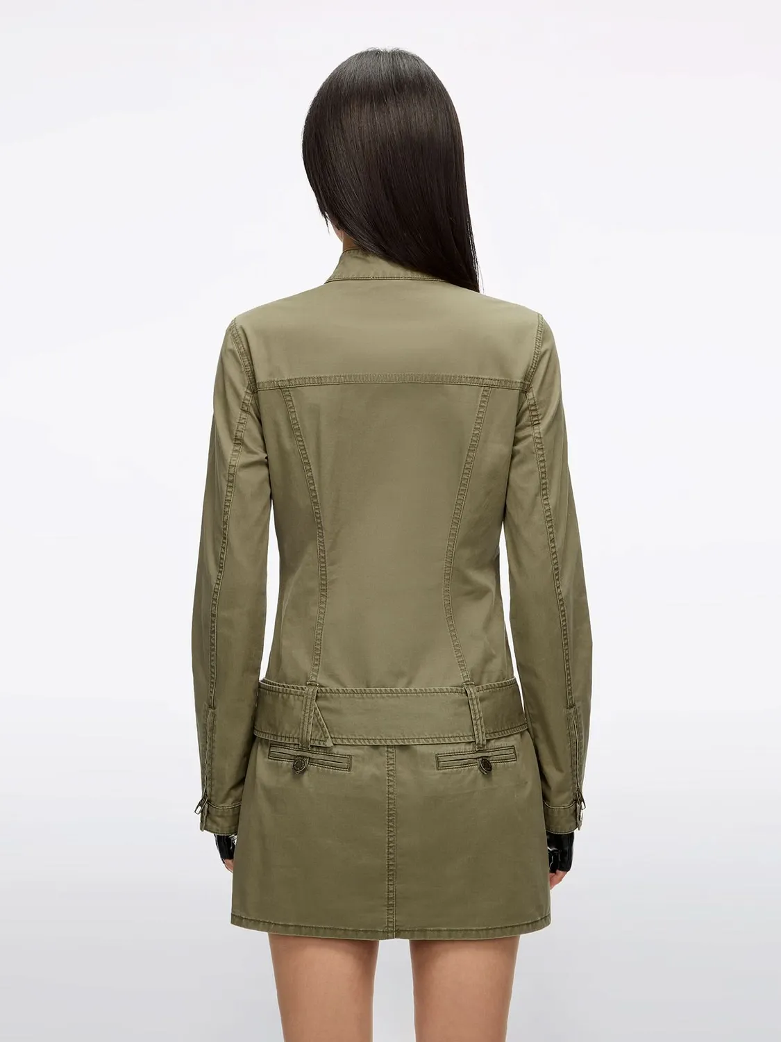 Miss Sixty bæltekjole militærgrøn twill bomuld
