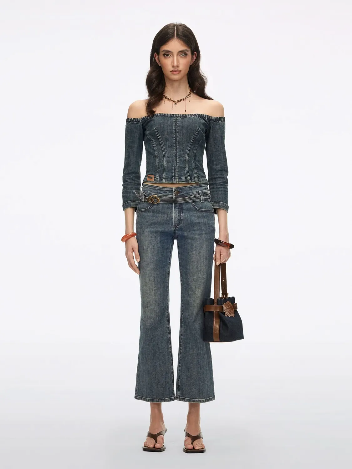 Miss Sixty One-Shoulder denimskjorte mørkeblå