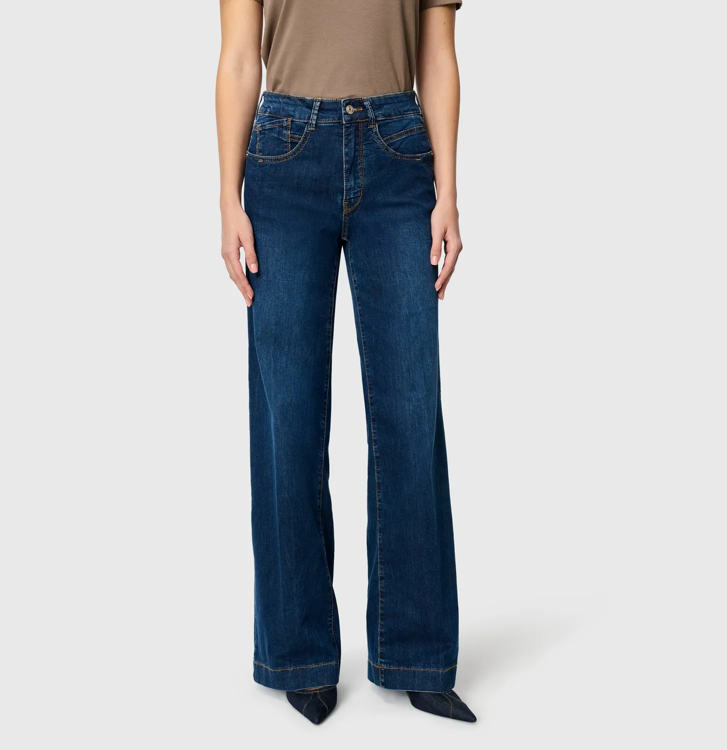 MAC Rich Palazzo jeans mørkeblå wide sommendenim