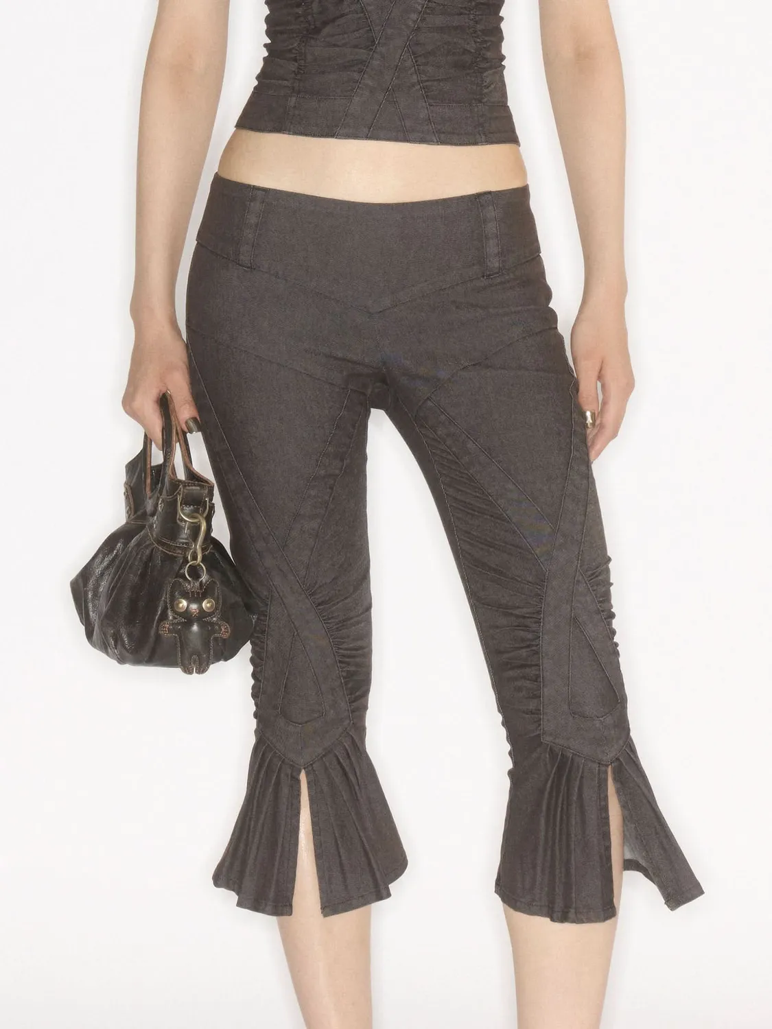 Miss Sixty Slit Flare Capri Pants sort stretch