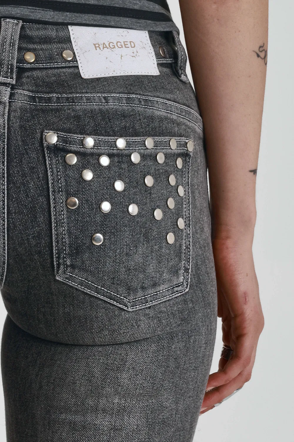The Ragged Priest Locket grå flare jeans low rise stretch