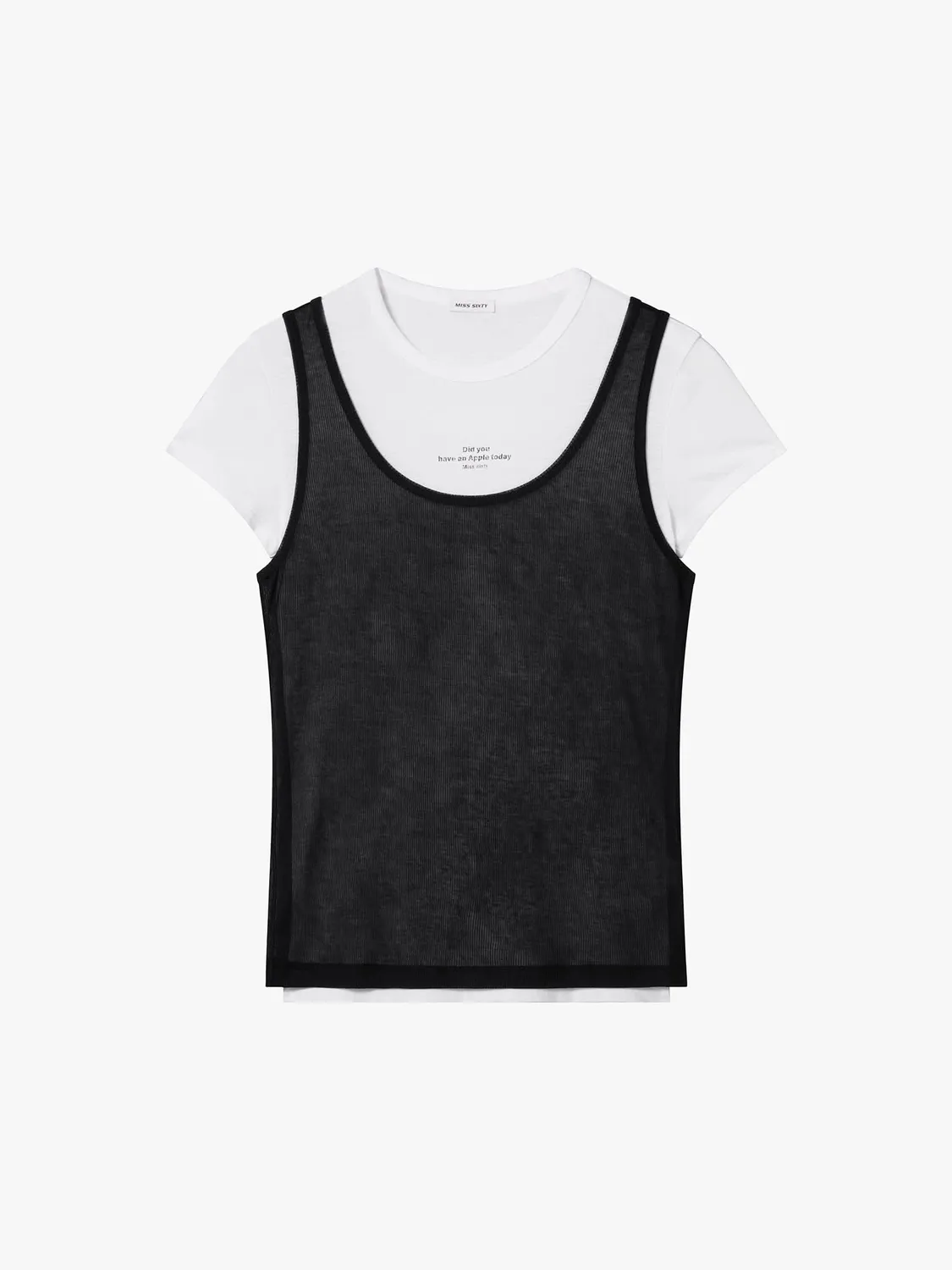 Miss Sixty 6M1SJ72310 t-shirt hvid lagdelt hørblanding