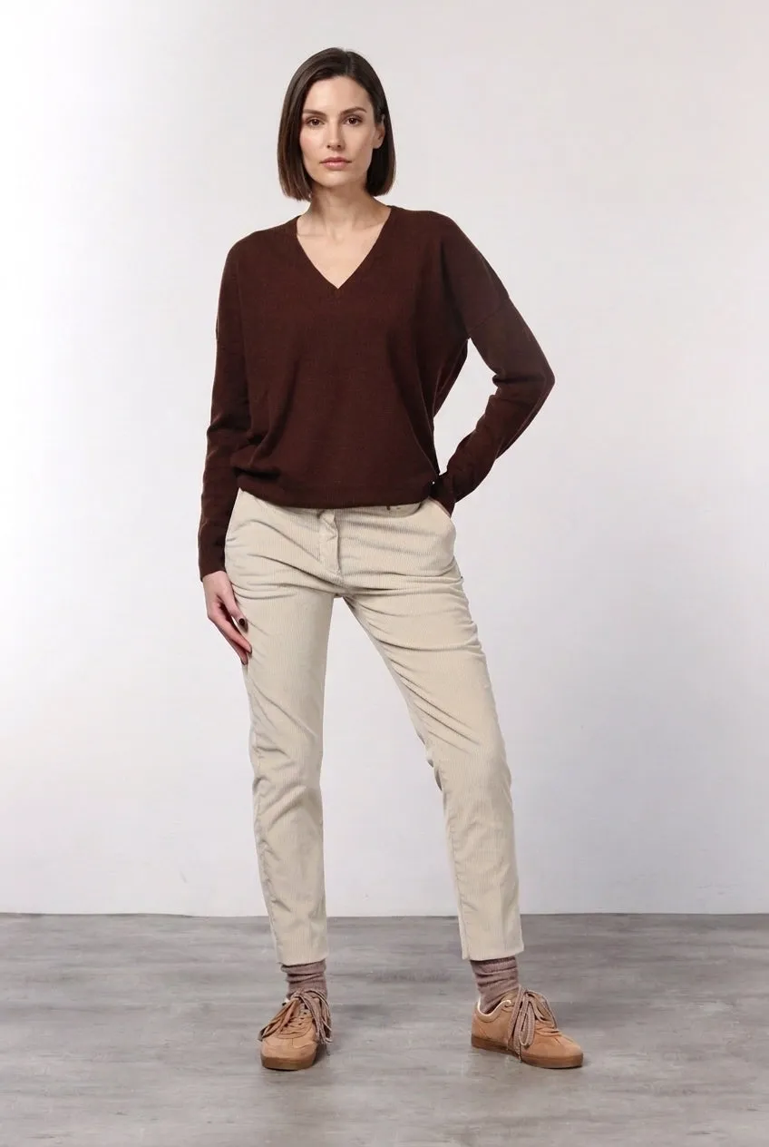 Mason's New York Slim chino bukser creme bred fløjl