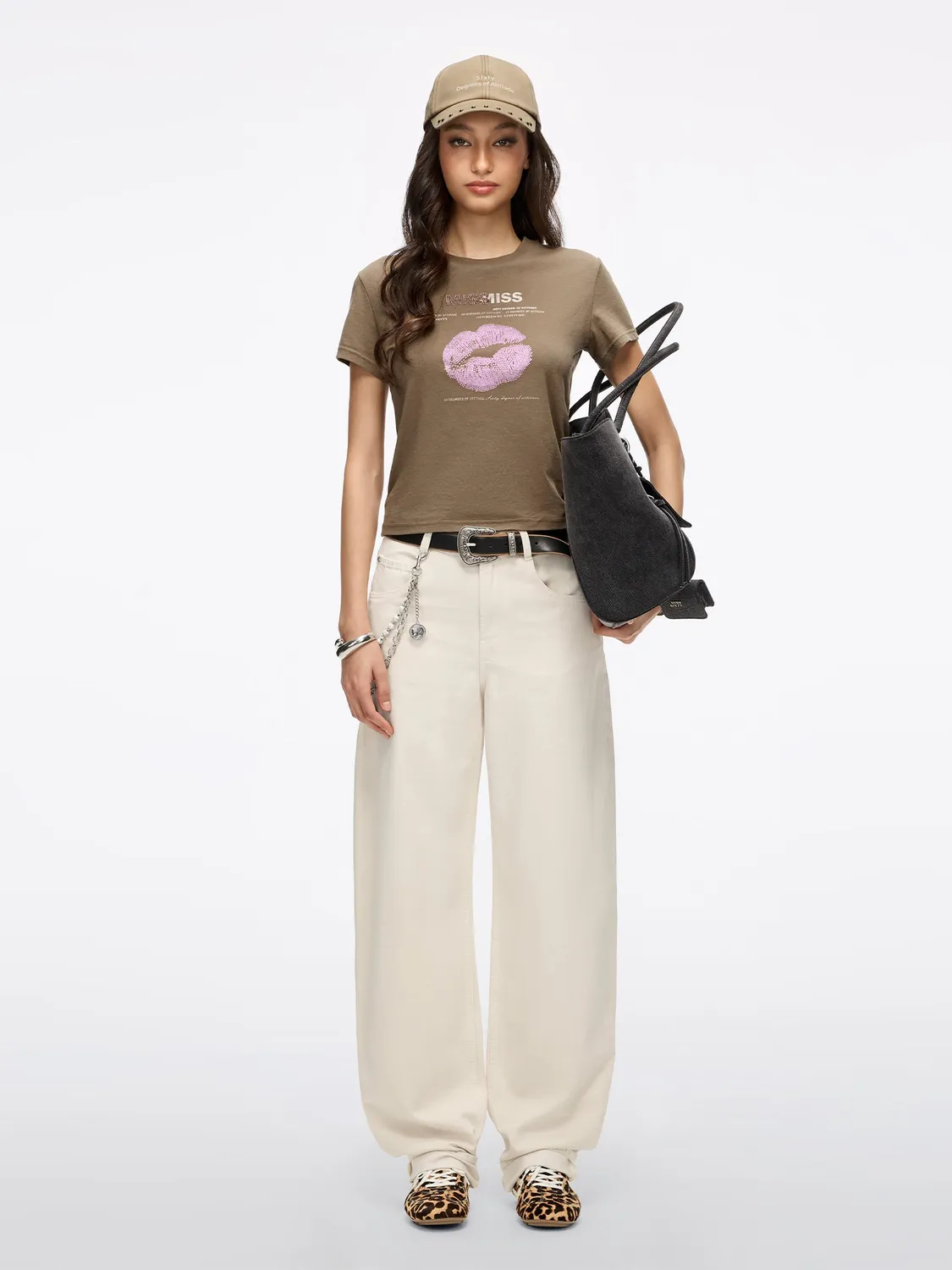 Miss Sixty cap med nitter khaki justerbar