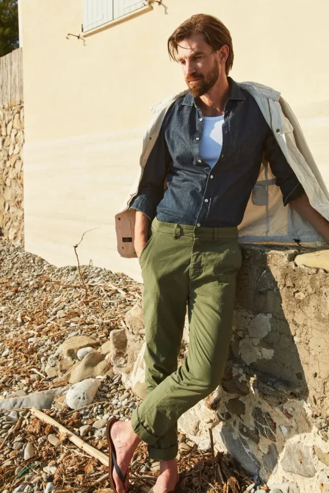 Mason's Boston Chinos herre mørkegrøn relaxed